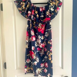 Floerns Women's Floral Ruffle Off Shoulder Party Sexy Bodycon Dress Navy L